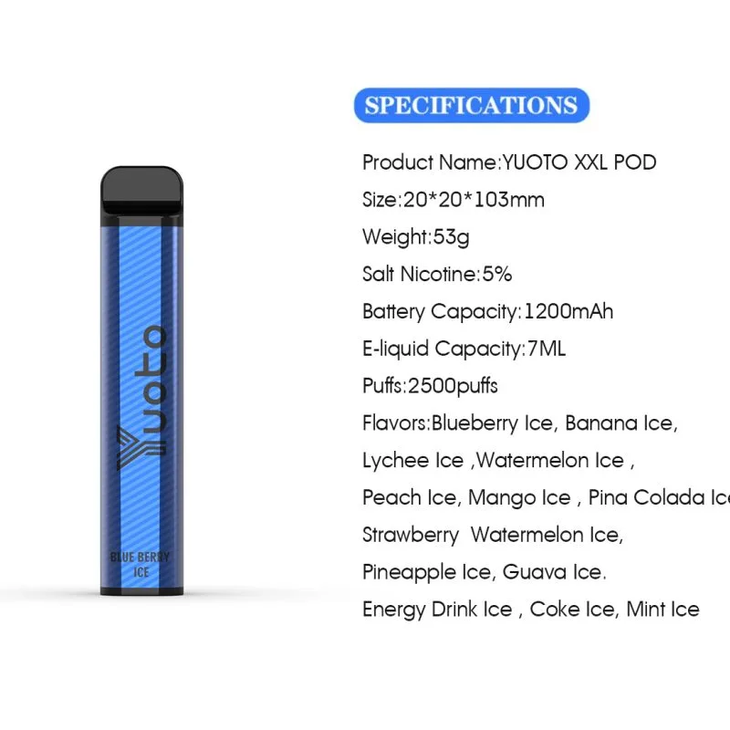YUOTO XXL DISPOSABLE VAPE Wholesale (2500Puffs)