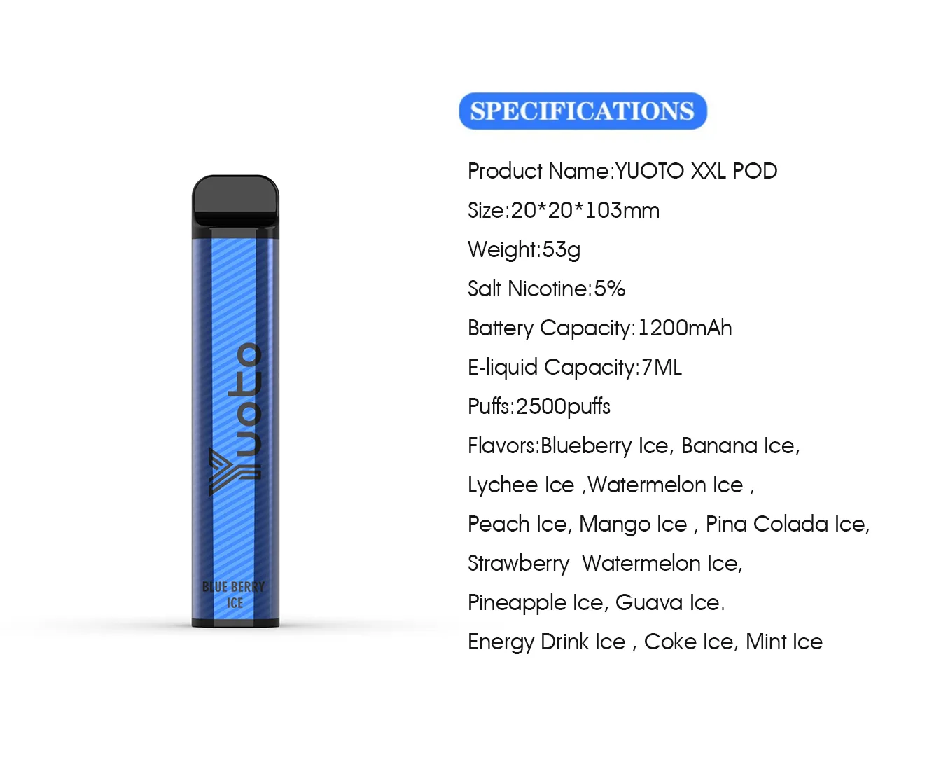 YUOTO XXL DISPOSABLE VAPE Wholesale (2500Puffs)