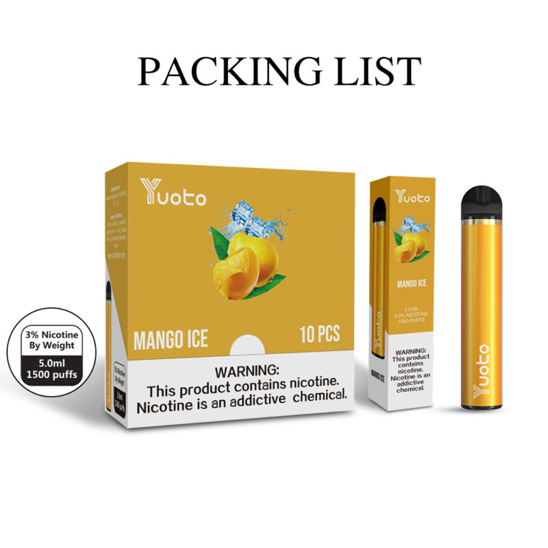 YUOTO 1500 Puffs Одноразовые Vape Stiks оптом