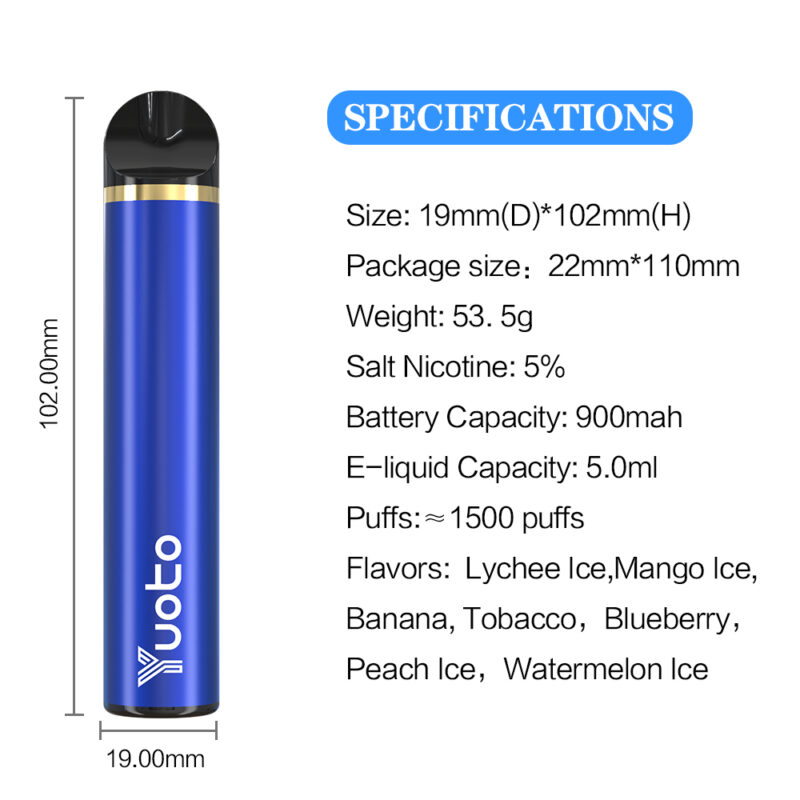 YUOTO 1500 Puffs Одноразовые Vape Stiks оптом